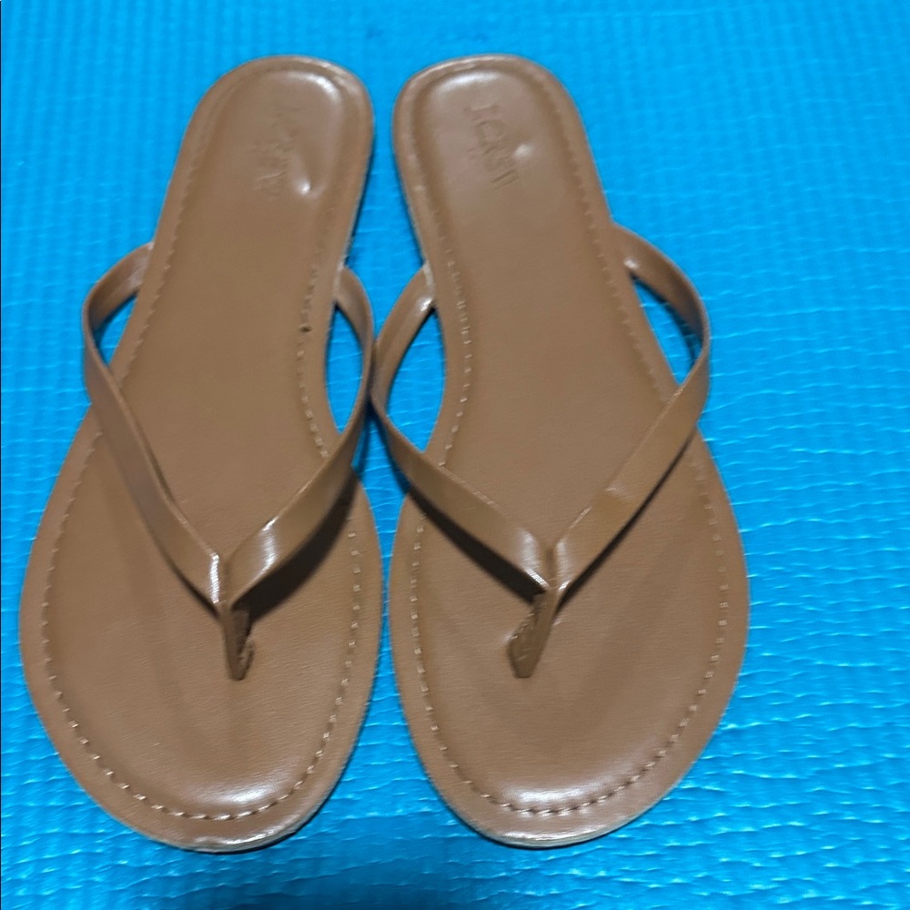 J. Crew Brown Leather Flip Flop Sandals